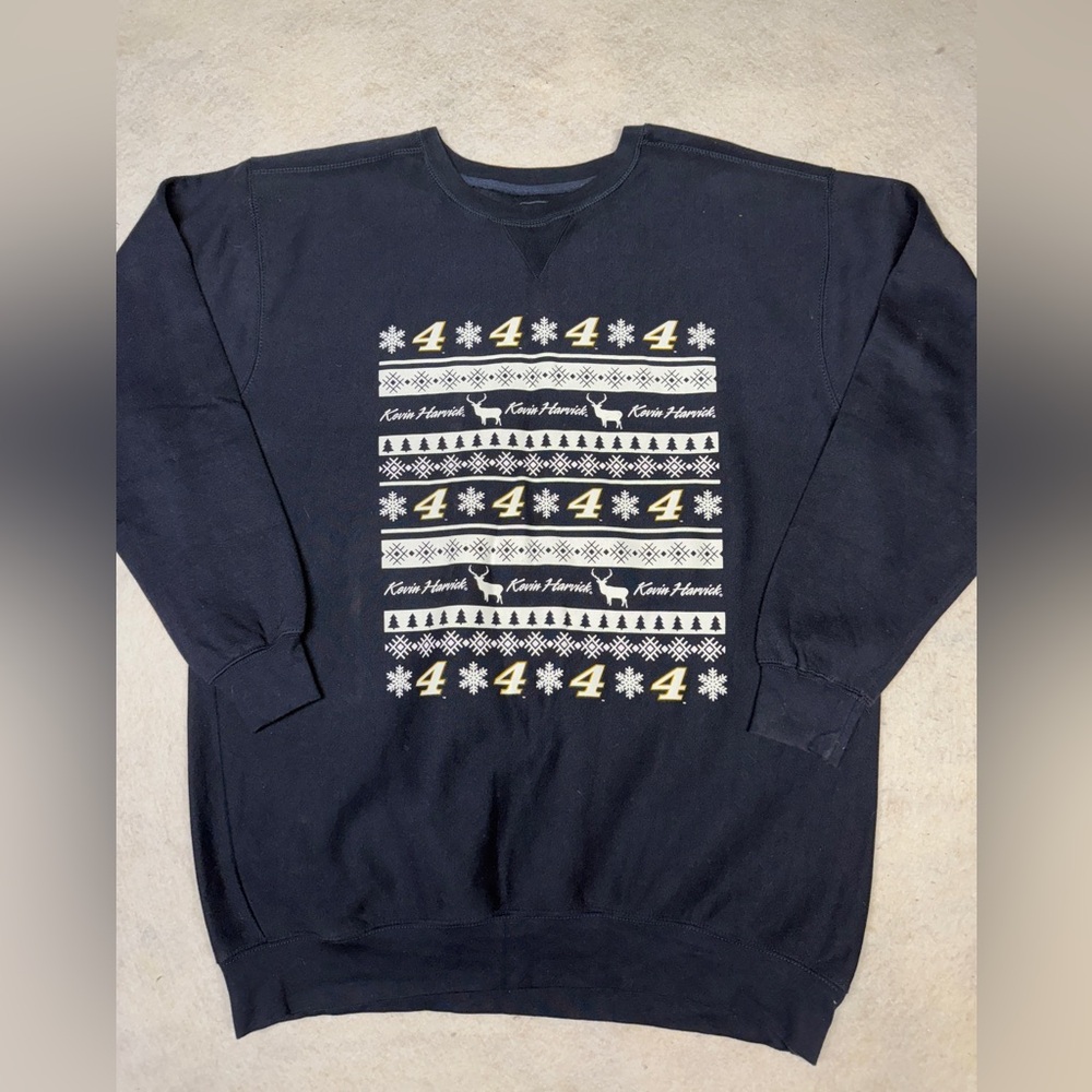 NASCAR Kevin Harvick Stewart-Haas Racing Navy Holiday Crewneck Sweatshirt Sz XL